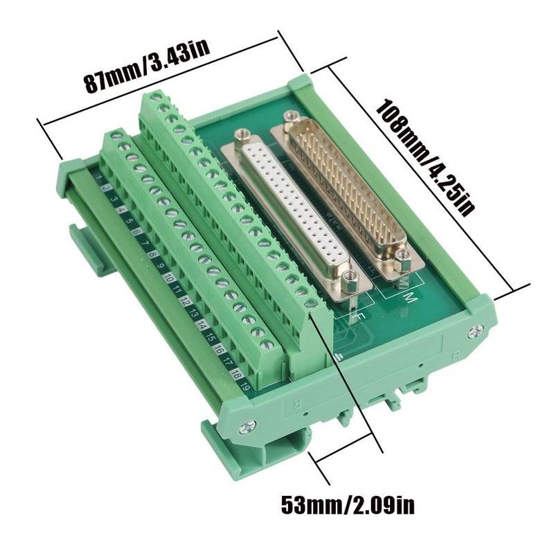 Willwewon DB37 DIN Rail Mount Interface Module Terminal Block, D-Sub 37-pin Male Female Breakout Board - Image 2